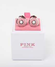 Pink Silver Finish Enamel Target Cufflinks