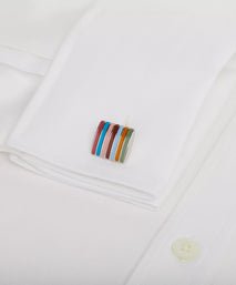 Multicolour Jermyn Street Edition Enamel Stripe Cufflinks