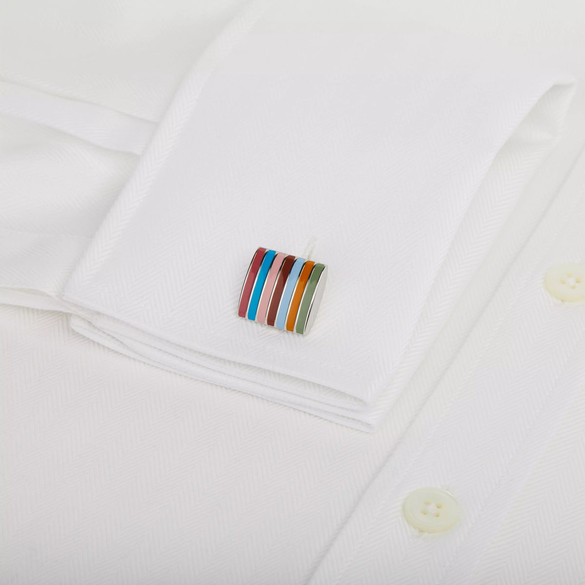 Multicolour Jermyn Street Edition Enamel Stripe Cufflinks