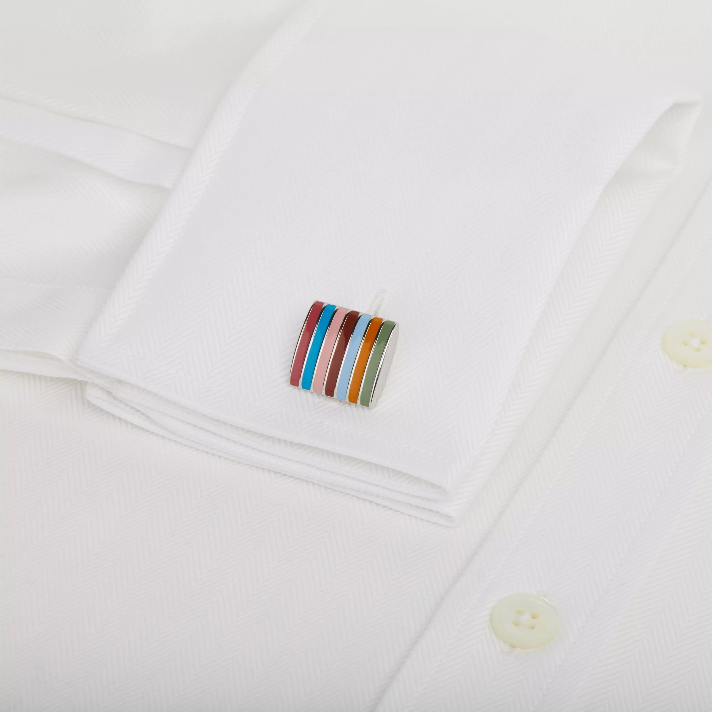 Multicolour Jermyn Street Edition Enamel Stripe Cufflinks