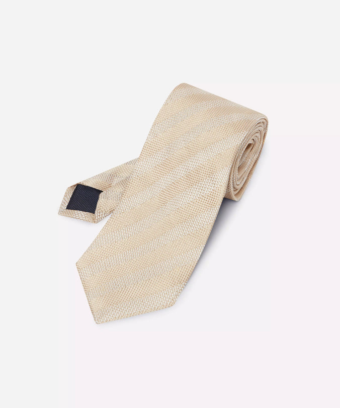 Gold Yellow Tonal Striped Silk Tie