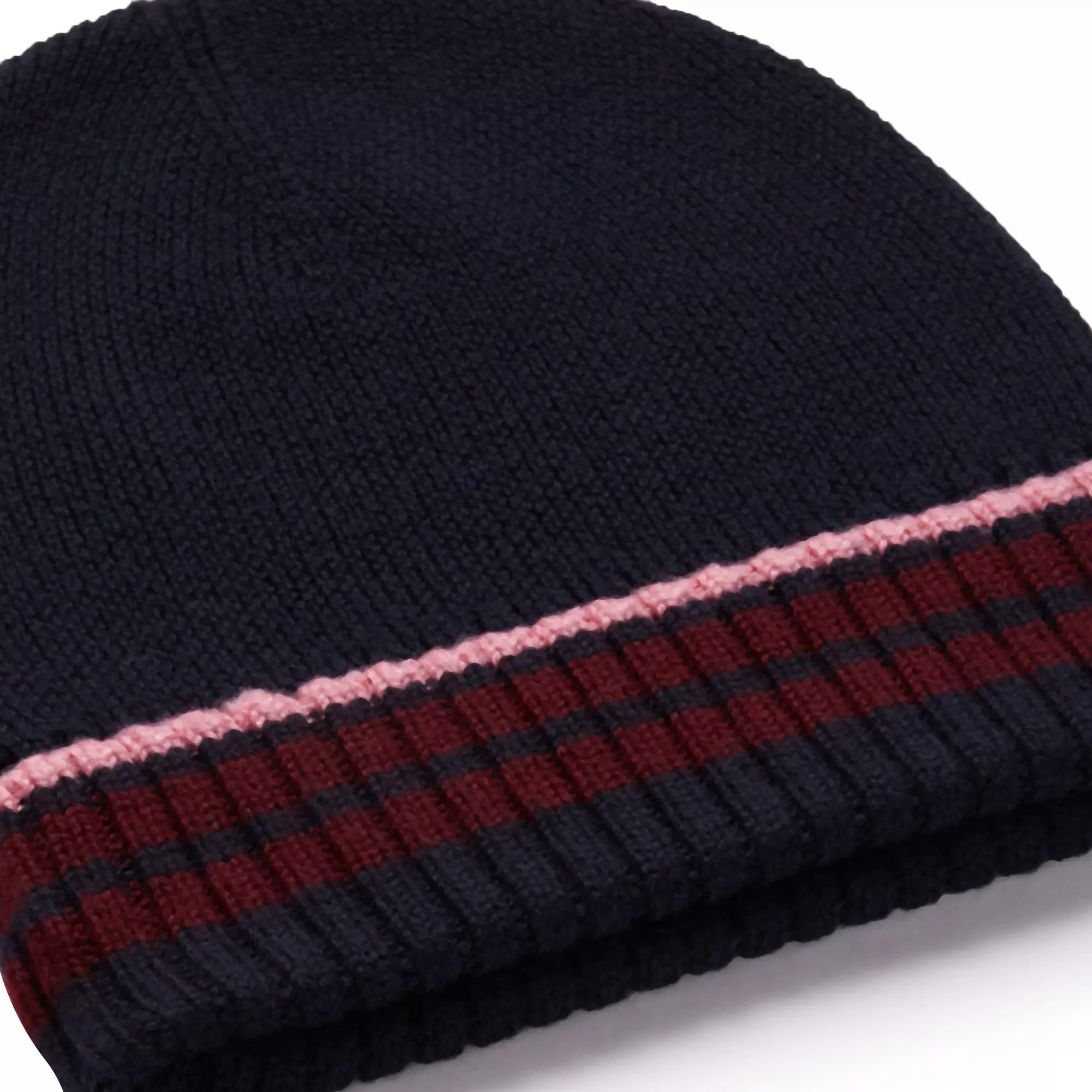 Navy Blue Knitted Merino Wool Hat & Scarf Set
