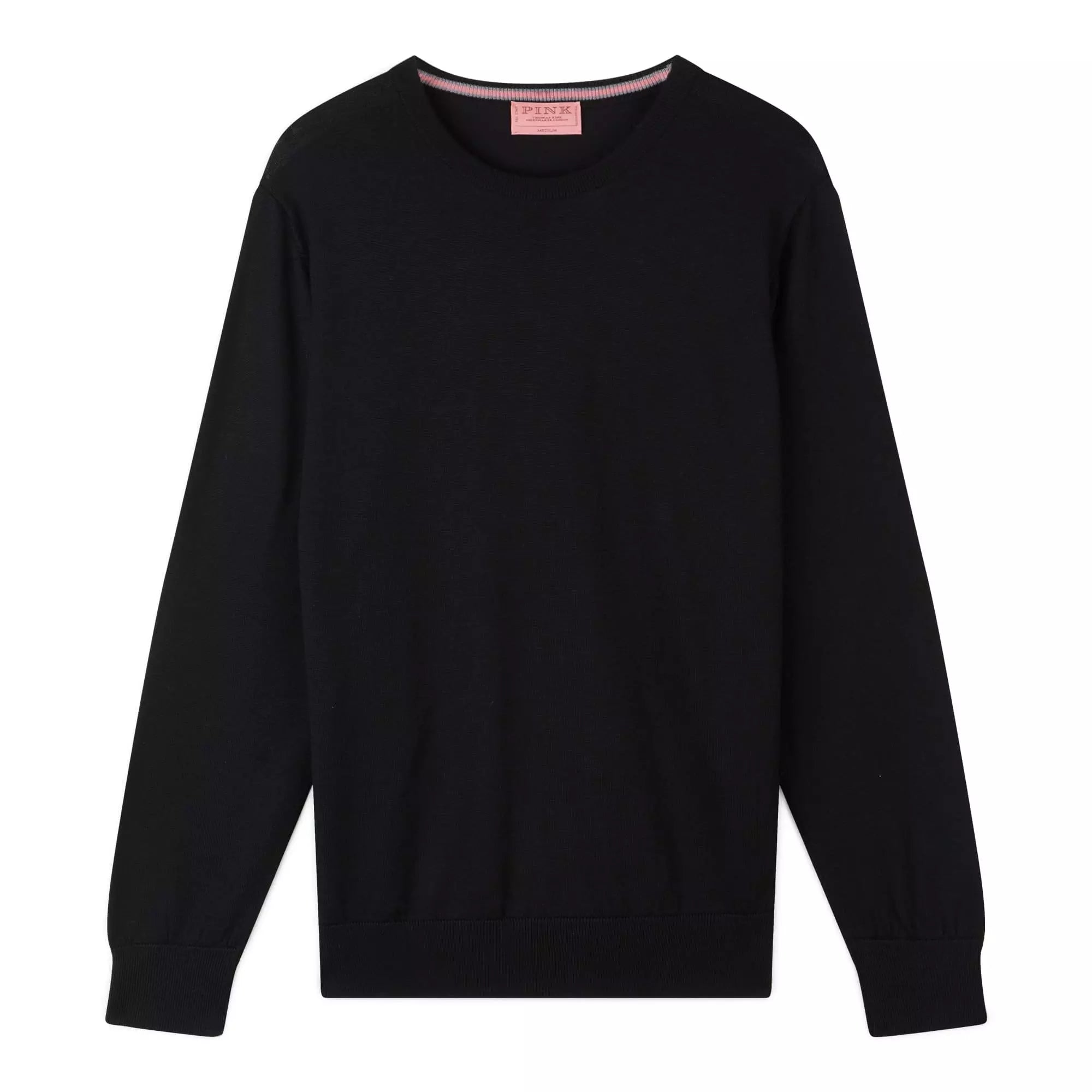 Black Merino Wool Crew Neck Sweater