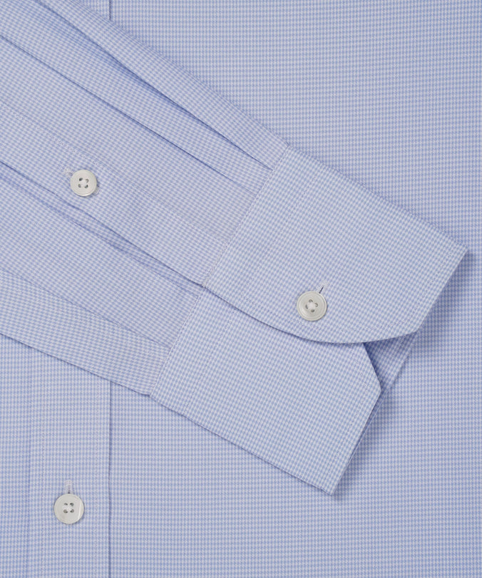 Blue & White Tailored Fit Micro Puppytooth Formal Shirt