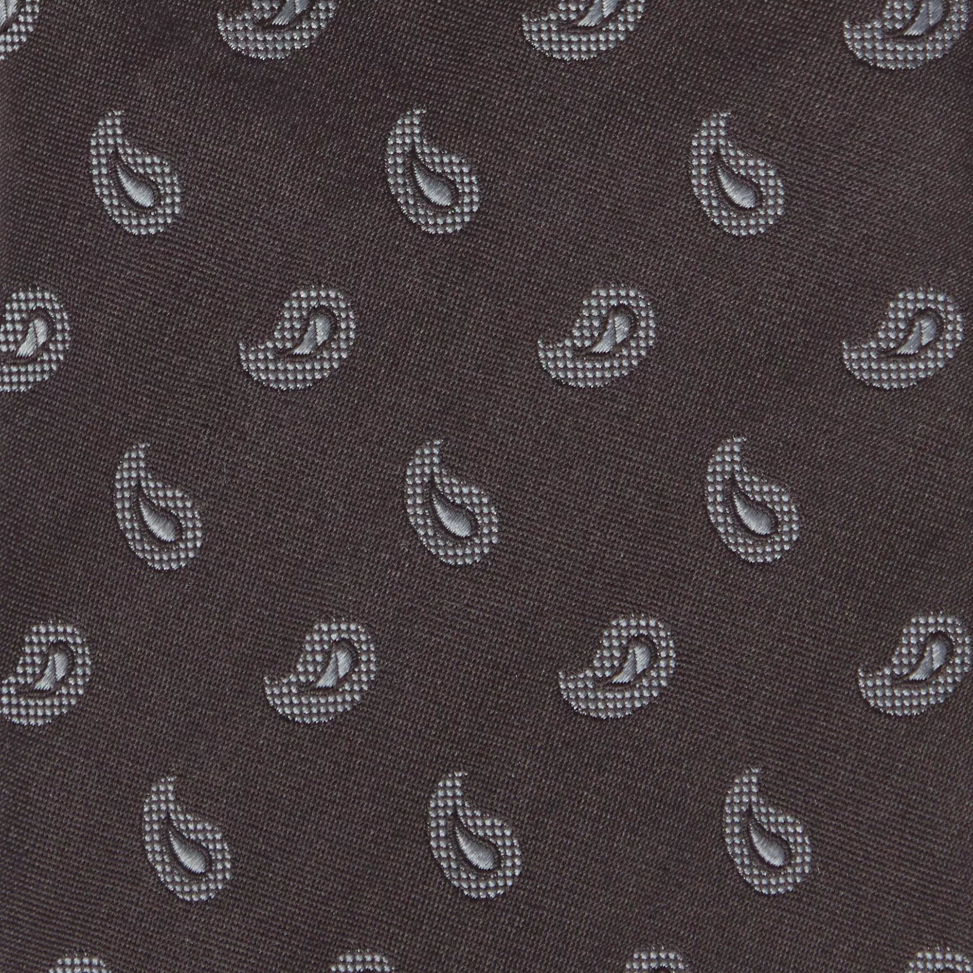 Black & Grey Paisley Motif Silk Woven Tie